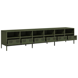 Szafka RTV, oliwkowa, 202x39x43,5 cm, stal walcowana na zimno
