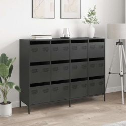 Szafka, czarna, 135x39x103,5 cm, stal walcowana na zimno