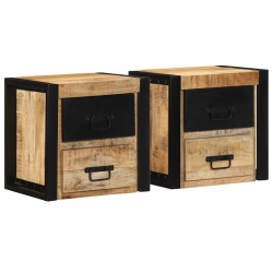 Szafki nocne 2 szt. 40x35x40 cm Drewno lite surowe Mango