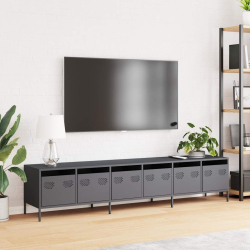 Szafka RTV, czarna, 202x39x43,5 cm, stal walcowana na zimno