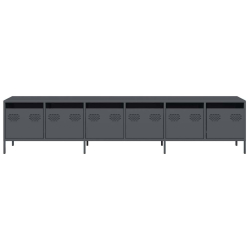 Szafka RTV, czarna, 202x39x43,5 cm, stal walcowana na zimno
