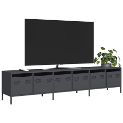 Szafka RTV, czarna, 202x39x43,5 cm, stal walcowana na zimno