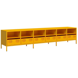 Szafka RTV, żółta, 202x39x43,5 cm, stal walcowana na zimno
