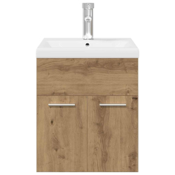 Szafka pod umywalkę z wbudowaną umywalką i baterią dąb artisan