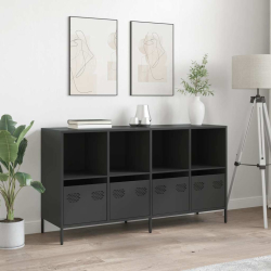 Szafka, czarna, 135x39x73,5 cm, stal walcowana na zimno