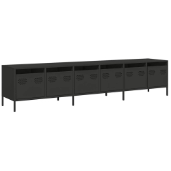 Szafka RTV, czarna, 202x39x43,5 cm, stal walcowana na zimno