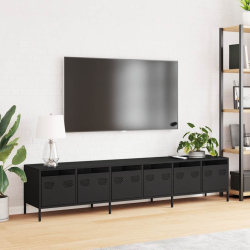 Szafka RTV, czarna, 202x39x43,5 cm, stal walcowana na zimno