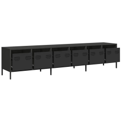 Szafka RTV, czarna, 202x39x43,5 cm, stal walcowana na zimno