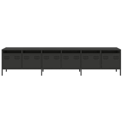 Szafka RTV, czarna, 202x39x43,5 cm, stal walcowana na zimno