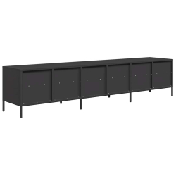 Szafka RTV, czarna, 202x39x43,5 cm, stal walcowana na zimno