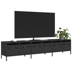 Szafka RTV, czarna, 202x39x43,5 cm, stal walcowana na zimno