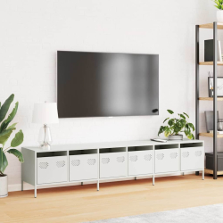 Szafka RTV, biała, 202x39x43,5 cm, stal walcowana na zimno