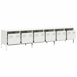 Szafka RTV, biała, 202x39x43,5 cm, stal walcowana na zimno