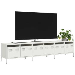Szafka RTV, biała, 202x39x43,5 cm, stal walcowana na zimno