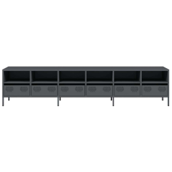 Szafka RTV, czarna, 202x39x43,5 cm, stal walcowana na zimno
