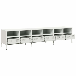 Szafka RTV, biała, 202x39x43,5 cm, stal walcowana na zimno