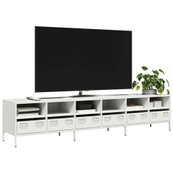 Szafka RTV, biała, 202x39x43,5 cm, stal walcowana na zimno