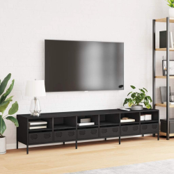 Szafka RTV, czarna, 202x39x43,5 cm, stal walcowana na zimno