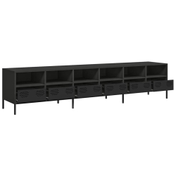Szafka RTV, czarna, 202x39x43,5 cm, stal walcowana na zimno