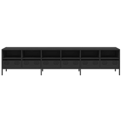 Szafka RTV, czarna, 202x39x43,5 cm, stal walcowana na zimno
