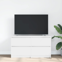 Szafka RTV Biała 100x35x54 cm Drewno klejone