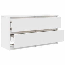 Szafka RTV Biała 100x35x54 cm Drewno klejone