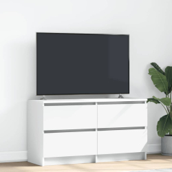 Szafka RTV Biała 100x35x54 cm Drewno klejone