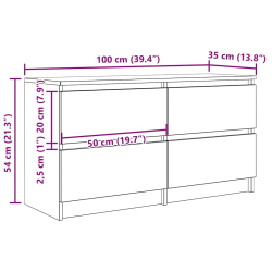 Szafka RTV Szara Sonoma 100x35x54 cm Drewno klejone