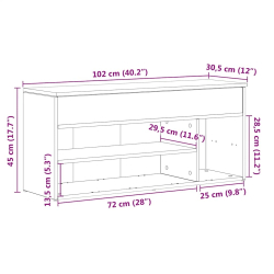 Ławka na buty Czarny dąb 102x30,5x45 cm Drewno klejone