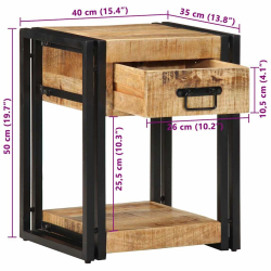 Szafka nocna 40x35x50 cm lite drewno surowe mango