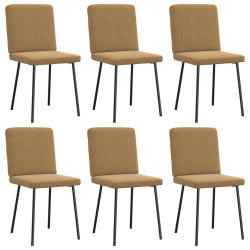 Krzesła stołowe, 6 szt., brązowe, obite aksamitem