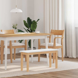 Ławka 90 cm Biała lite drewno guma