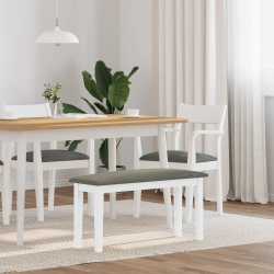 Ławka 90 cm Biała lite drewno guma