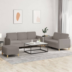 3-częściowy komplet wypoczynkowy z poduszkami, taupe, tkanina