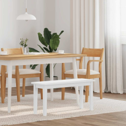 Ławka 90 cm Biała lite drewno guma