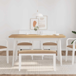 Ławka 90 cm Biała lite drewno guma