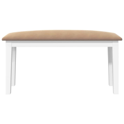 Ławka 90 cm Biała lite drewno guma