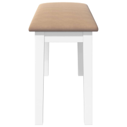 Ławka 90 cm Biała lite drewno guma