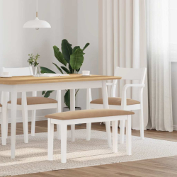 Ławka 90 cm Biała lite drewno guma