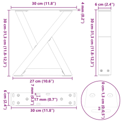 Nogi do stolika kawowego 2 szt. Antracyt 30x(30-31,3) cm Stal