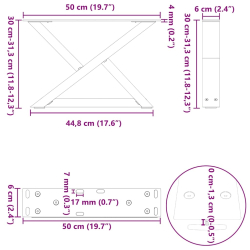 Nogi do stolika kawowego 2 szt. Antracyt 50x(30-31,3) cm Stal