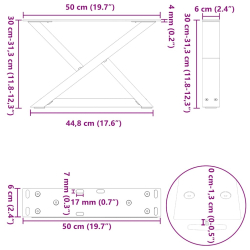 Nogi do stolika kawowego 2 szt. Czarne 50x(30-31,3) cm Stal