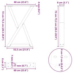 Nogi do stołu jadalnego 2 szt. Antracyt 60x(72-73,3) cm Stal