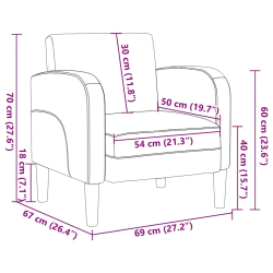 Sofa Fotel z Podłokietnikami Czarny 54 cm Skóra ekologiczna