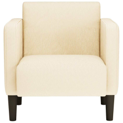 Sofa Fotel z Podłokietnikami Kremowy 54 cm Tkanina Corduroy