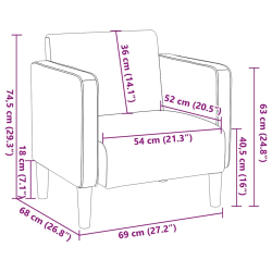 Sofa Fotel z Podłokietnikami Kremowy 54 cm Tkanina Corduroy