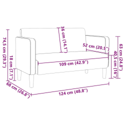 Sofa dwuosobowa jasnoszara 109 cm Tkanina sztruksowa