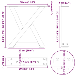 Nogi do stolika kawowego 2 szt. Białe 30x(30-31,3) cm Stal