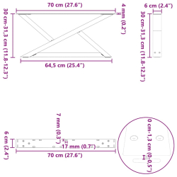 Nogi do stolika kawowego 2 szt. Antracyt 70x(30-31,3) cm Stal