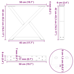 Nogi do stolika kawowego 2 szt. Białe 50x(42-43,3) cm Stal